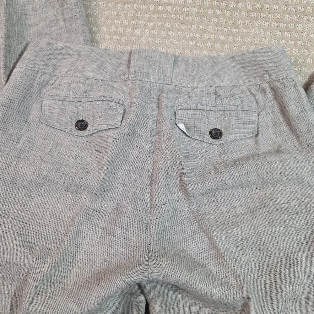 Banana Republic Ryan Fit Pants 2 Gray 100% Linen Wide Leg Lightweight 1172
